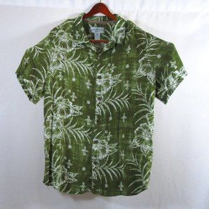 Margaritaville Mens Casual Green white Button Down Shirt Short Sleeve Si…